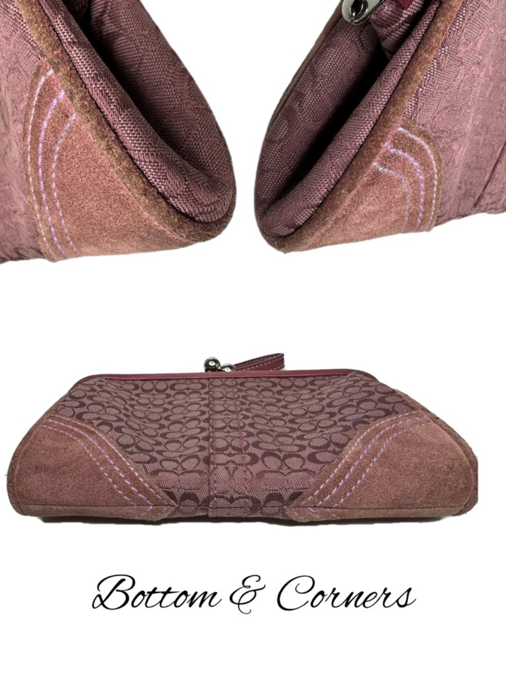 Coach Purple Signature Kisslock Wristlet Pouch Y2K Coin Purse  Bag - Picture 7 of 16